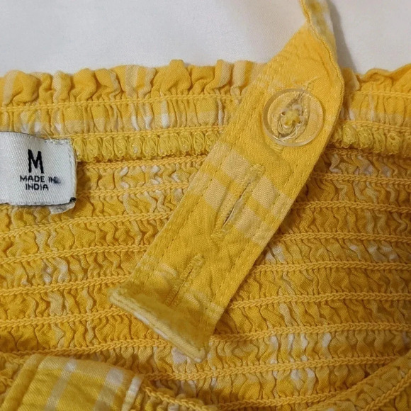 Hollister Sleeveless Smocked Crop Top, Color Yellow/White, Size M - Picture 7 of 10